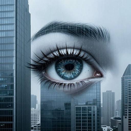 City Within an Open Eye Frame