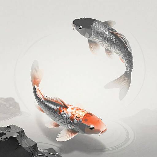 Stylized Koi in Zen Silhouettes