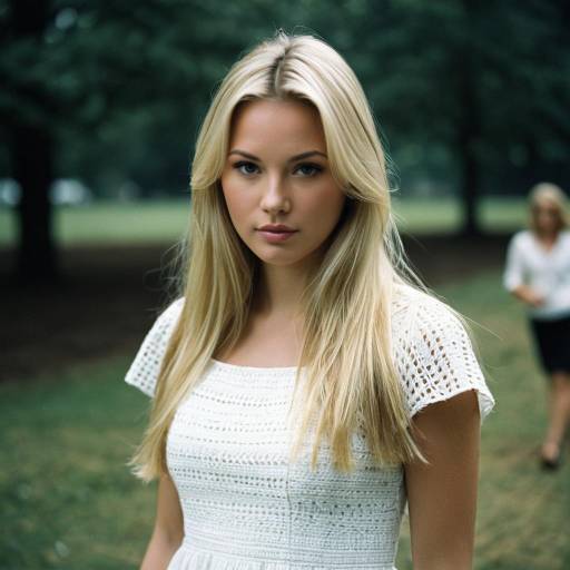 Blonde Woman in White Dress Outdoors