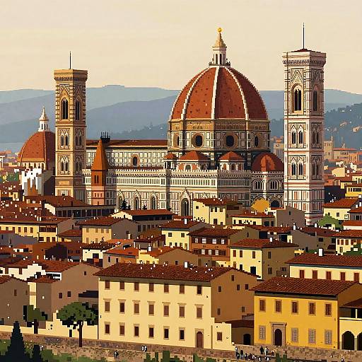 Pixelated Renaissance Florence Scene