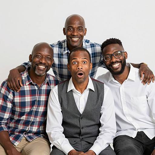 Group of Four African-American Men Sitting Together