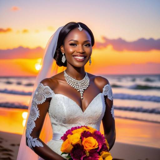 Radiant African Bride at Sunset