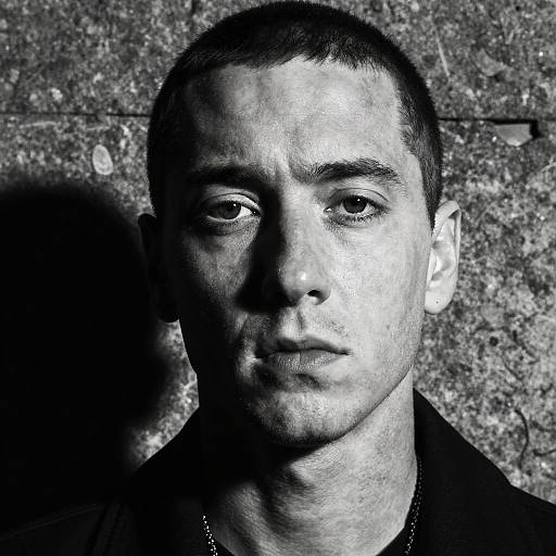 Eminem Intense Black and White Portrait