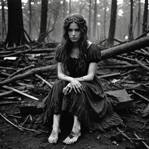 Moody Portrait of Woman in Forest