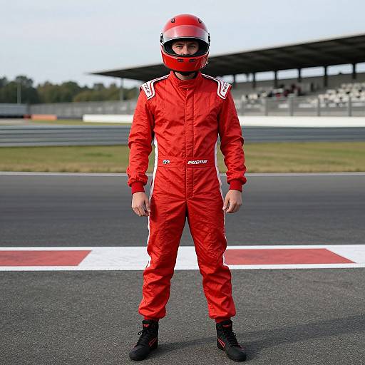 Man in Red Race Car Driver Costume