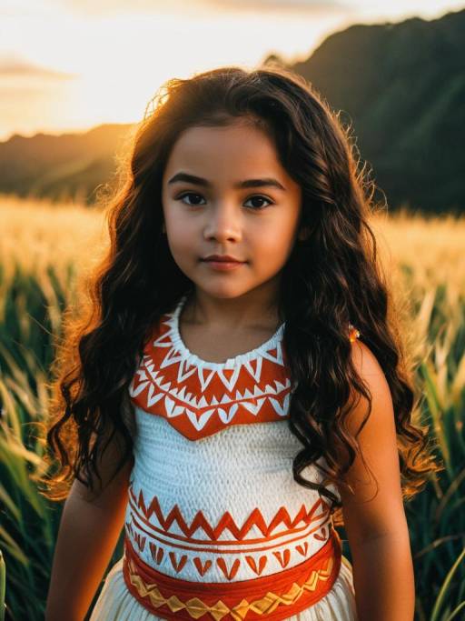 Girl in Moana Costume at Golden Hour