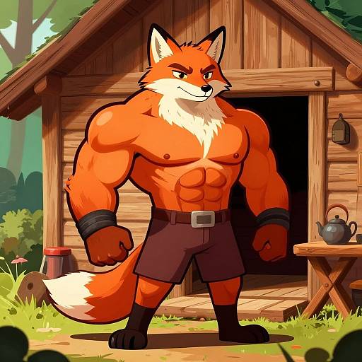 Muscular Anthropomorphic Fox by Cabin