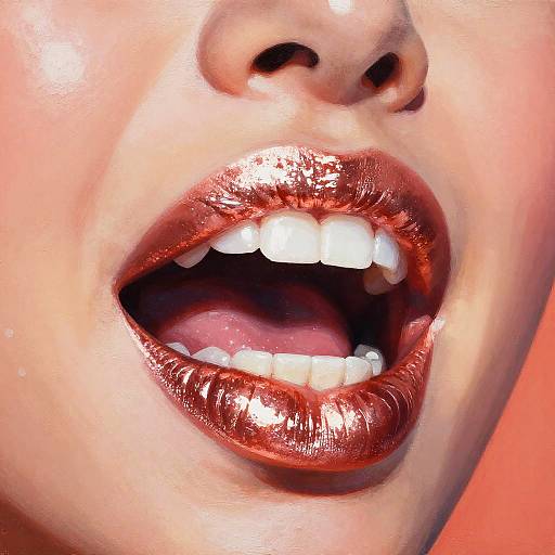 Glossy Rose Gold Lips Pop Art