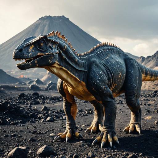 Photorealistic Alien Pachycephalosaurus in Volcanic Wasteland