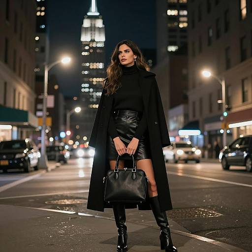 Urban Night Scene with Intense Woman