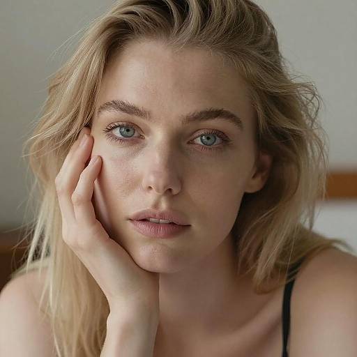 Intimate Close-Up of a Pensive Blonde Woman