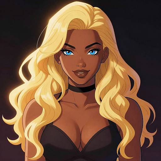 Sexy Dark-Skinned Blonde Comic Book Pinup