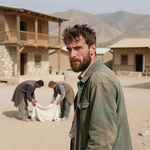Bearded Man in Deserted Mountain Town
