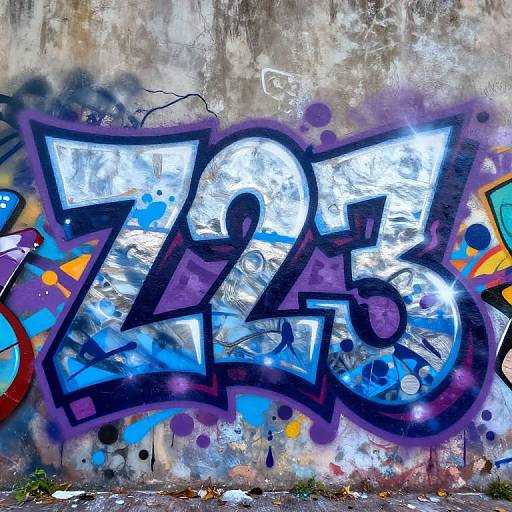 Vibrant graffiti on a weathered concrete wall, featuring bold, glowing 