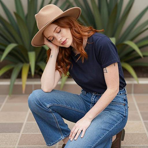 Relaxed Red-Haired Woman in Nature