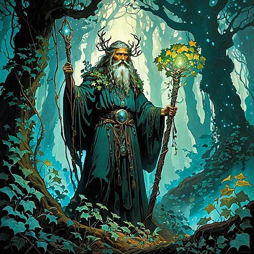 Mystic Forest Druid in Enchanted Grove