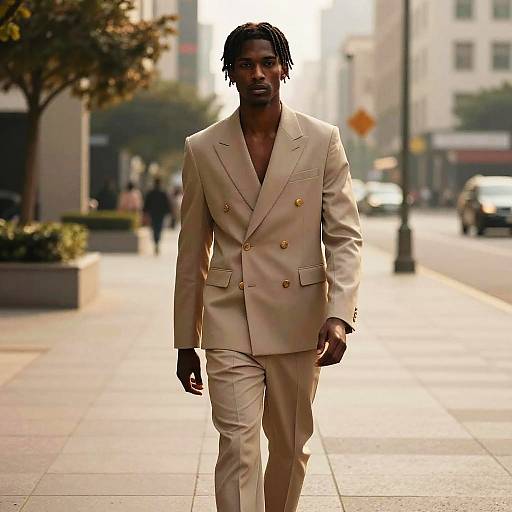 Medium Dreads in Structured Pantsuit