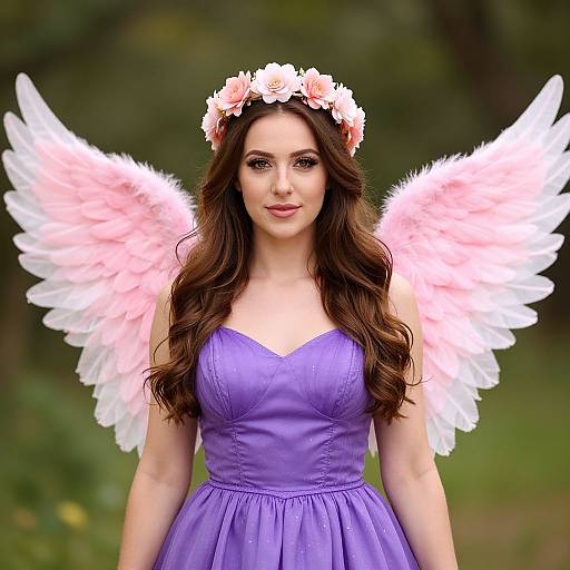Enchanting Woman with Pink Wings
