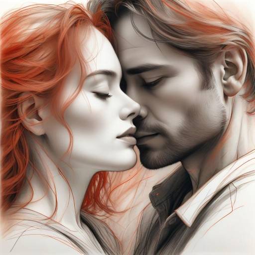 Tender Embrace in Charcoal Drawing