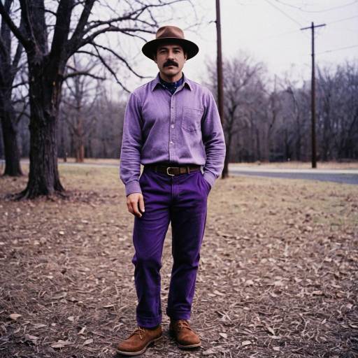 Man in Purple Outfit Standing Outdoors