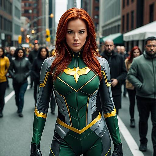 Photorealistic Superhero Woman in City