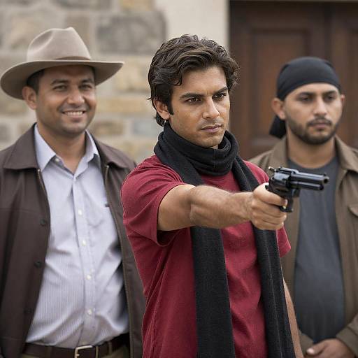 Outdoor Photograph of Three Men with Guns
