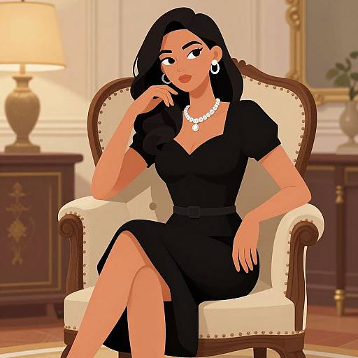 Elegant Woman in Stylish Black Dress