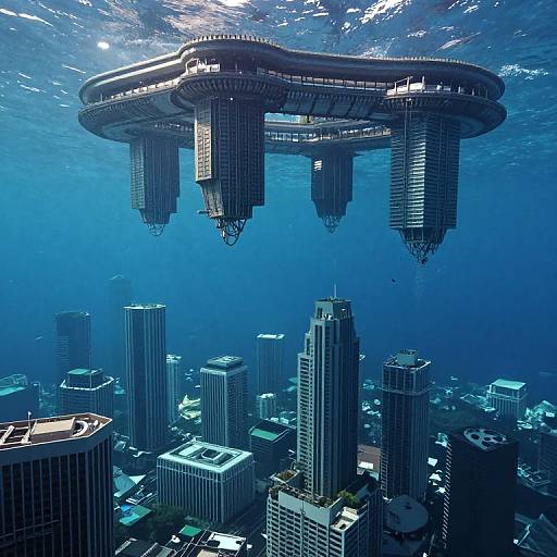 Upside-Down Underwater Cityscape