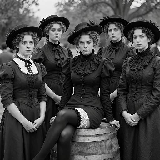 Victorian Elegance: Five Women in Focus