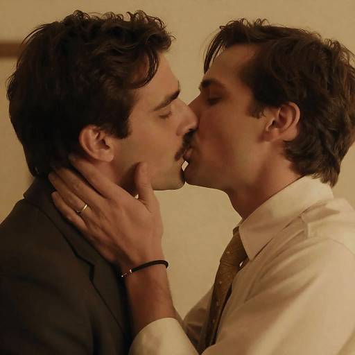 Passionate Close-Up of Two Men Kissing