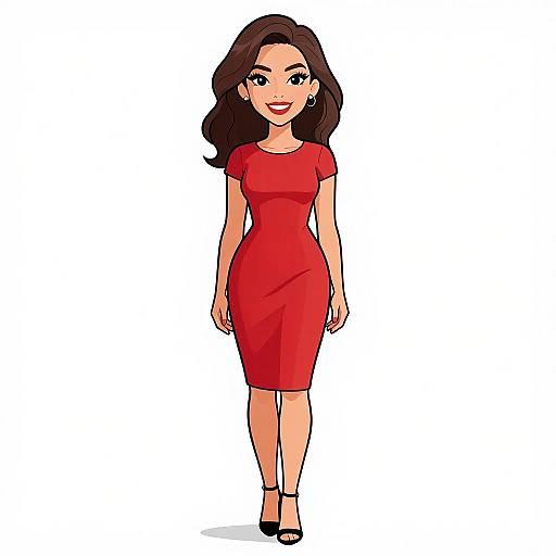 Chic Woman in Red Dress Smiling