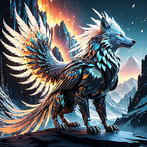 Radiant Crystal Phoenix and Silver Wolf