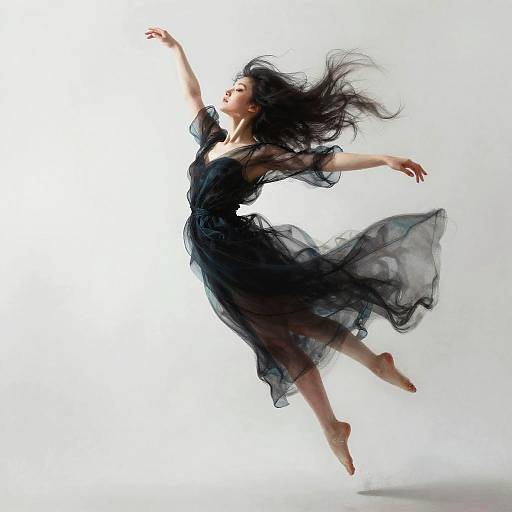 Ethereal Woman in Flowing Dress