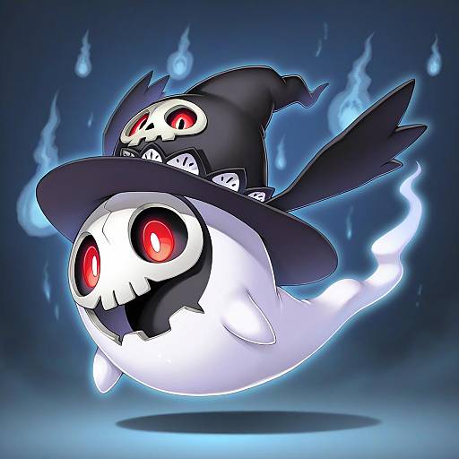 Illustration of Duskull, pokemon in the style of Hase yu