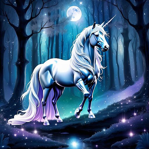 Majestic Unicorn Surrounded by Moonlight Majestic Unicorn Surrounded by Moonlight