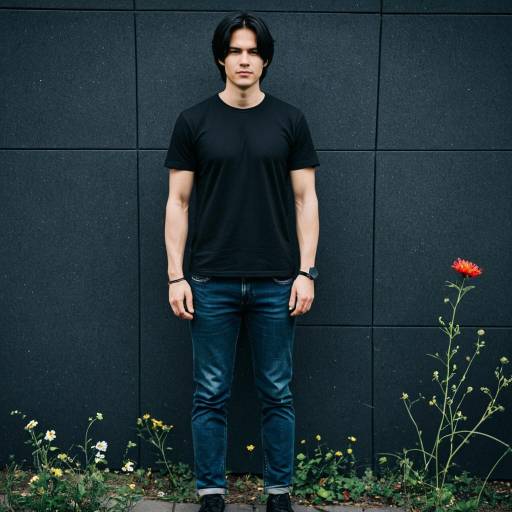 Man in Black T-shirt and Jeans Standing Outdoors