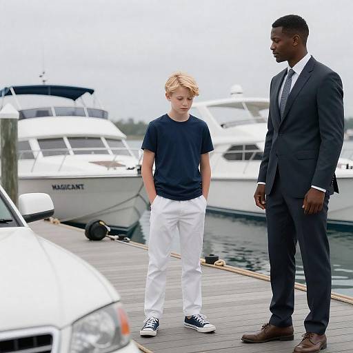 Dockside Encounter: Two Men on Display