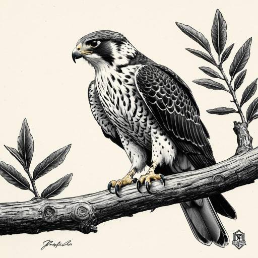 Courageous Falcon in Intricate Art