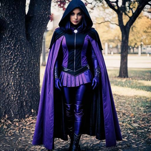 Woman in Raven cosplay costume