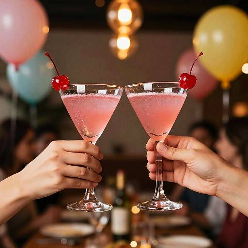 Cheers with Pink Cocktail Celebration