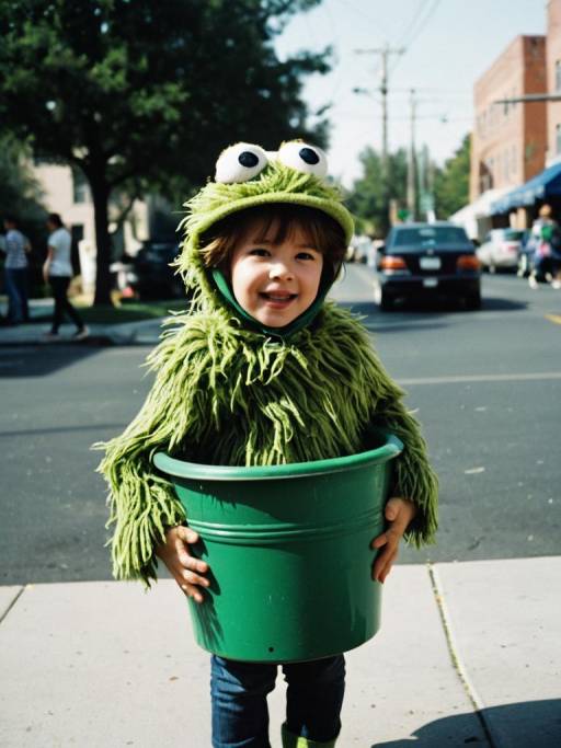 Toddler in Oscar the Grouch Costume