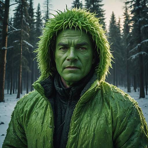 Bewildered Man in Enchanted Green Suit