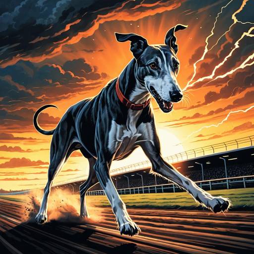 Dynamic Greyhound Racing at Sunset