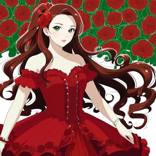 Illustration of Aerith gainsborough (red dress), final fantasy in the style of Sakuramochi (sakura frappe)