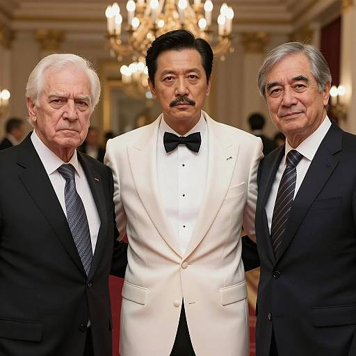 Three Men in Formal Attire at Elegant Event