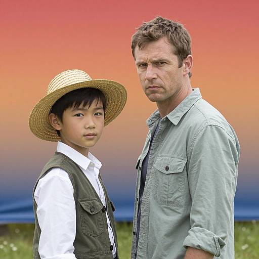 Dynamic Duo Against a Colorful Gradient