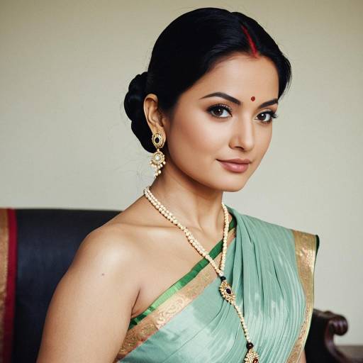 Elegant Indian woman in pastel green saree