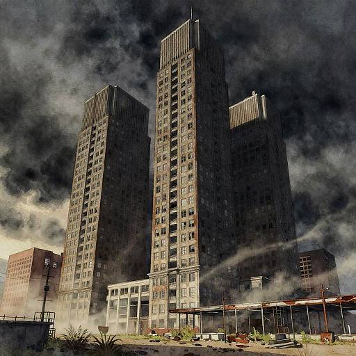 Brutalist Megastructure in Desolate Detroit