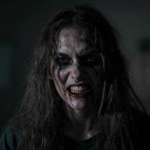 Cinematic Dark Portrait of Blood-Stained Horror