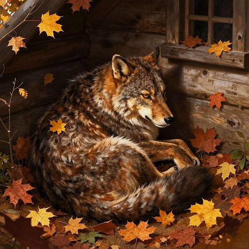 Cozy Autumn Fox in Rustic Cabin
